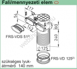 FRS-DWK 2-51/125 tip. HELIOS Mennyezeti/fali szelepfogadó elem (NÁ125mm),  FRS ovális flexibilis csőrendszerhez NA 51 mm 